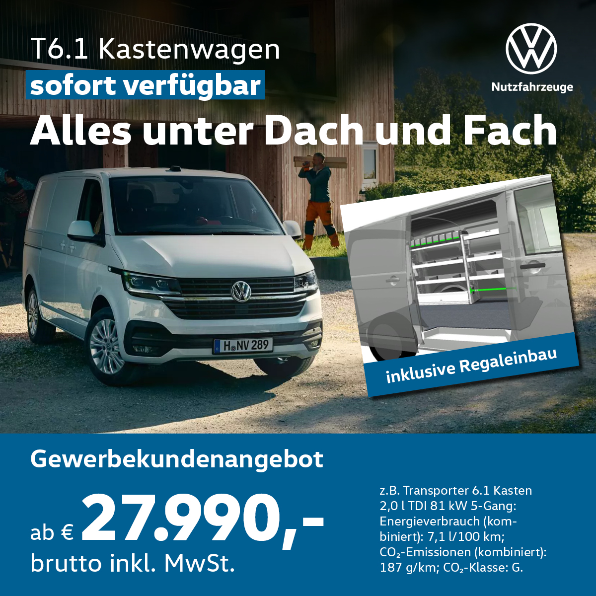 T6.1 Kastenwagen inkl. Regaleinbau